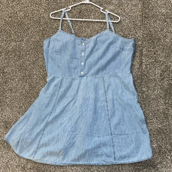 💜 GAP Light Blue Button-Front Mini Dress - Picture 2 of 2